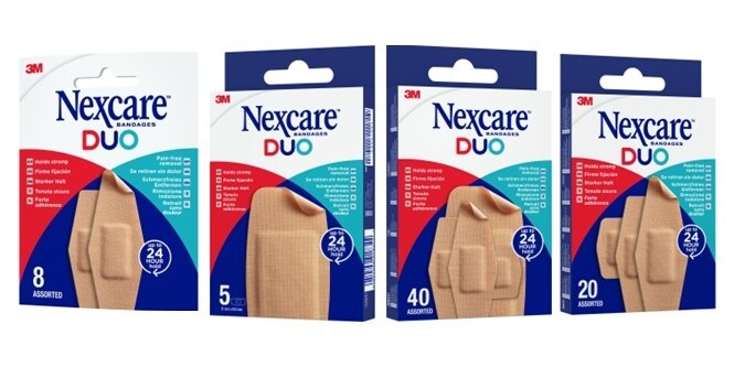  Bilder von Packungen mit Nexcare™ DUO-Pflastern
