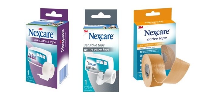 Bilder von Packungen mit Nexcare™ Rollenpflastern

