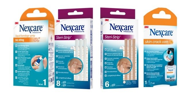 Nexcare™: Bilder von Packungen mit Produkten für besondere Anwendungen
