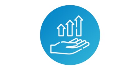 Symbol, das eine Hand und Pfeile zeigt
